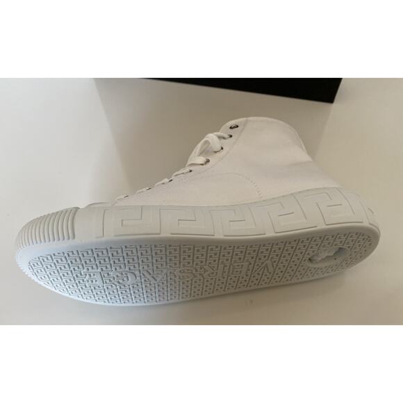 Versace White Palladium High-top Canvas Sneakers 12.5 US (45.5 Euro) DSU8403 - Picture 9 of 12